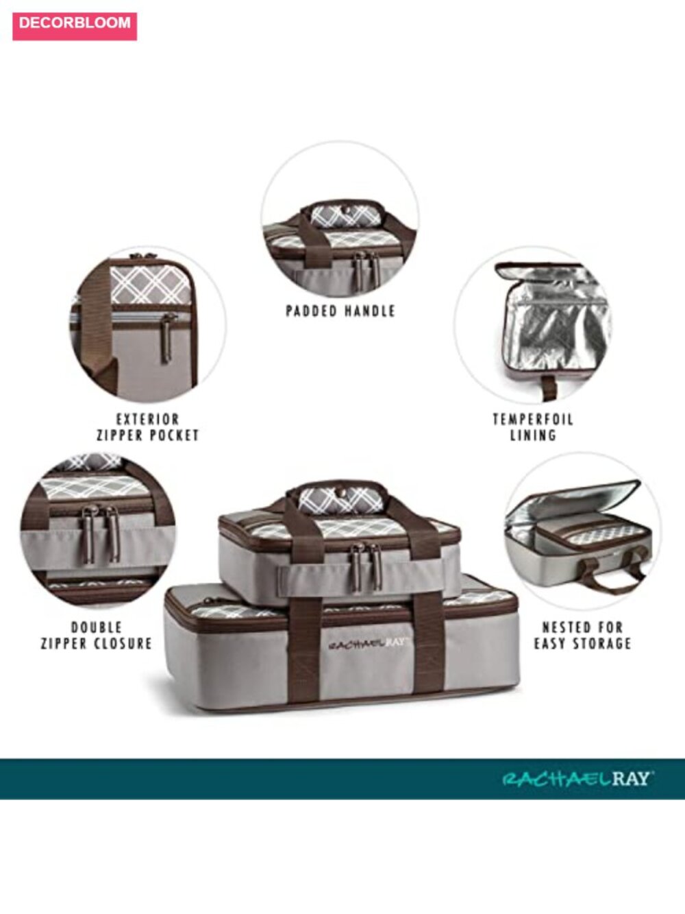 Insulated Casserole Carrier Thermal Tote Fits 9x13 Baking Dish - Picture 2 of 6